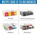 Fast Forward Stackable Tea Bag Organizer with Clear Lid - Ideal for Countertops, Kitchen Cabinets, and Pantry - Versatile Tea Bag Holder for Sweeteners and More (Clear). 