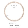 Silver Color 14mm Prong Miami Cuban Link Chain Necklace For Women Iced Out 2 Row Rhinestones Square Cuban Link Choker Jewelry Golven Toy. 