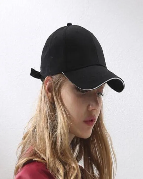 Plain%20Sun%20Block%20&%20Baseball%20Cap%20For%20Girls%20Black%20-%20Image%203