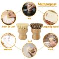 Bamboo Dish Brush 2Pcs Bamboo Mini Scrub Brush Pot Brushes Dish Scrubber for Cast Iron Skillet, Kitchen Sink, Bathroom. 