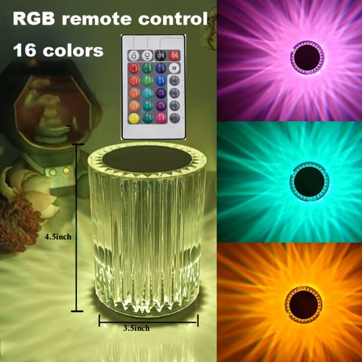 Crystal Lamp Rose Light Diamond Lamp 16 Colors Changing with Remote Control
