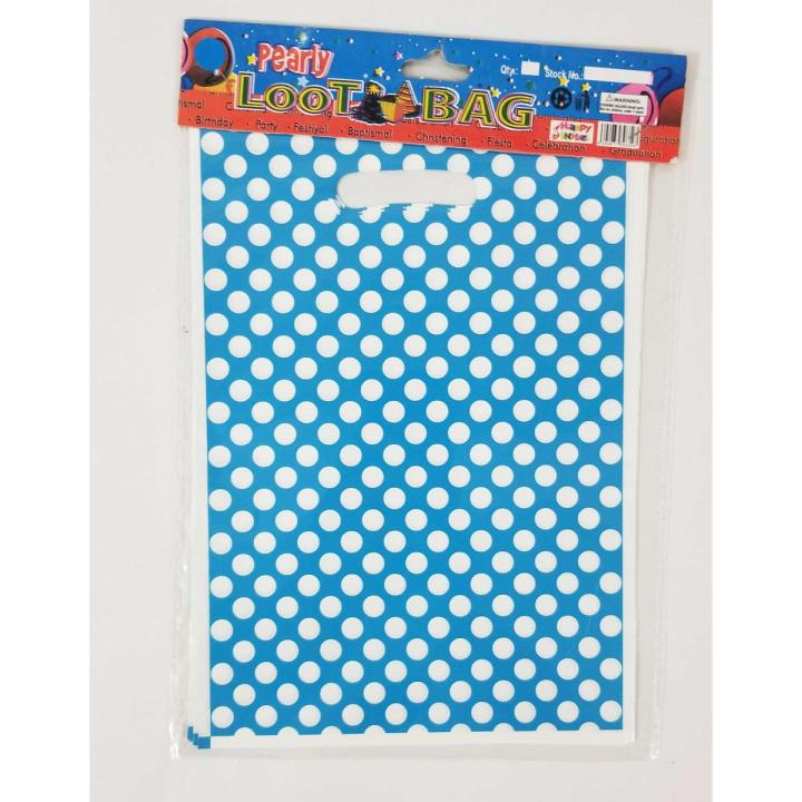 BLUE POLKA DOT THEME GOODY BAGS PACK OF 10 PARTY FAVORS BAGS