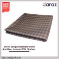 Check Design Chocolate Wash And Wear Un-Stitched Suit For Men | Shalwar Kameez. 