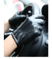 WarmenPU leather gloves men's thin section driving riding motorcycle gloves non-slip full touch screen PM014. 