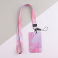 Lanyard with ID Clip, Cute Silk Lanyard Neck with Badge Reel ID Clip with Metal Clip, for students, teachers, office workers, keys, wallets, girls, women gifts (marbled). 