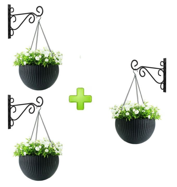 Pack of of 03 - Iron Garden Wall Light Hanging Flower Plant Pot Bracket Hook Shelf Stand Holder, Flower Pot Stand Modern Stand Makes Great Decor DESIGNED BY HB STEEL FIXER Package Contents: 1 x Iron Flower Stand Hook