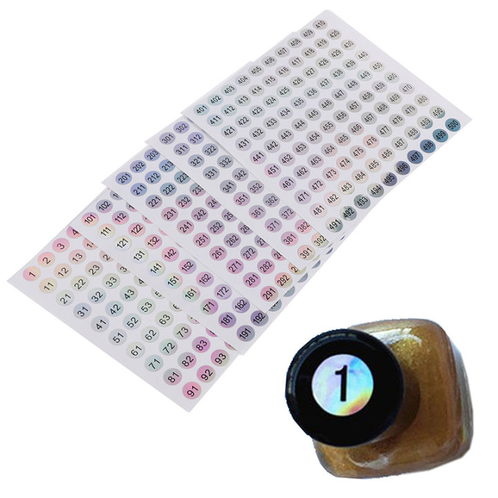 1-500 Laser Number Label Stickers Craft Nail Polish Lipstick Color Tags ...
