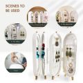 New Foldable 4 Layer Jewelry Organizer with Mirror (Box Packing) - 23.5 x 11.5 x 6.5 cm Jewelry Display Rack Storage Hanging Necklace Earrings Box 4 Doors Foldable Screen Mirror Organizer. 