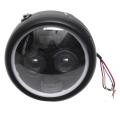 Motorcycle Cafe Racer COB LED Projector Angel Eye Headlights Lamp - White. 