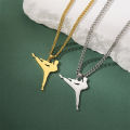 My Shape Karate Men Taekwondo Pendant Necklaces Martial Arts Jiu Jitsu High Kick Sports Charm Chain Stainless Steel Jewelry Gift. 