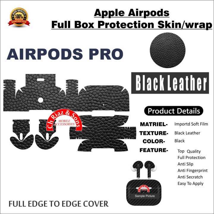 APPLE AIRPODS PRO 360 premium Protection Skin / Wrap- LEATHER BLACK