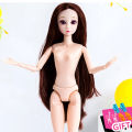 【HOT】 Long Colored Hair 1/6 Bjd 30Cm Nude Nake Doll Body Multi-Joint Mobility 3D Artificial Eye Princess Toys For Girls Babies Dressup. 