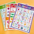 English 4 Pcs/set A4 ABC Words Learning Posters Flashcards for Toddlers Kids English Beginner Kindergarten Classroom Decoration. 