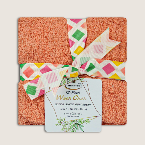 Pack of 12 - Wash cloths - 12x12" - 100% cotton - Highly absorbent - Kitchen series