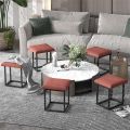 5-In-1 Cube Nesting Ottoman Stool, Footstool, Stackable Sofa Chair, With Casters. 