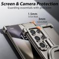 Metal Frameless Case for Samsung Galaxy S24 Ultra S23 Ultra with Magnetic Kickstand. 