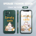 Jizetin for OPPO F19 Pro / A94 Case Side Design Phone Cover Lovely Cat Animals Print Edges Small Pattern Liquid Silicone INS Style Trend Case. 