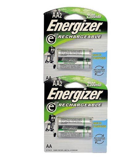 Combo - 4 PCS AA Energizer Rechargeable Battery Cells 2500Mah