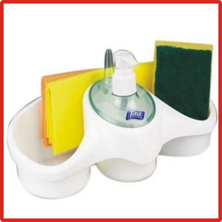 Titiz 3 In 1 Soap Dispenser And Sponge Holder Kitchen Kit IMPORTED FROM TURKEA