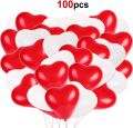 80 Red & White Heart Shaped Latex Balloons For Birthday , Anniversary & Wedding Decoration. 