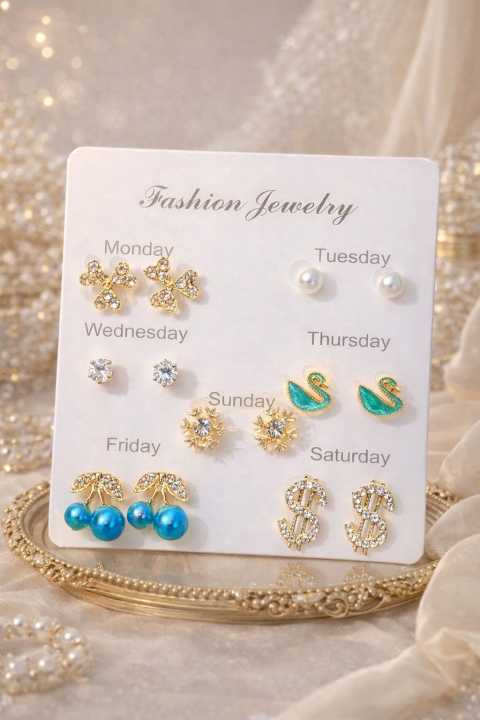 12 Pairs Imitation Pearl Stud Earrings Set – Multicolor Faux Pearl Stud ...