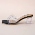 Women Block Heels Transparent Sandals casual party Shoes. 