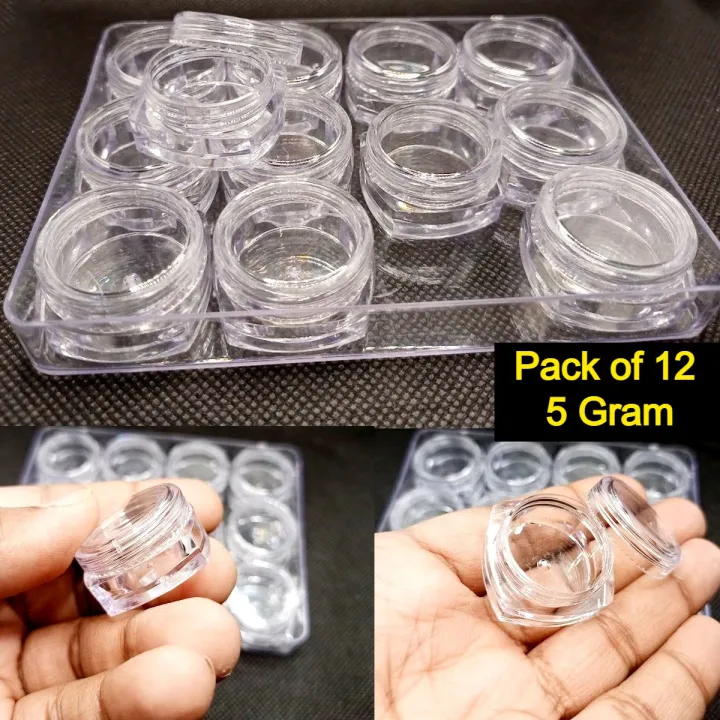 Pack%20of%2012%20Cosmetic%20Empty%20Jar%20(5gm)%20with%20Acrylic%20Box%20/%20Empty%20Plastic%20Containers%20for%20Makeup%20Cosmetic%20Travel%20Container%20/%20Refillable%20Face%20Cream%20Jar%20-%20Image%204