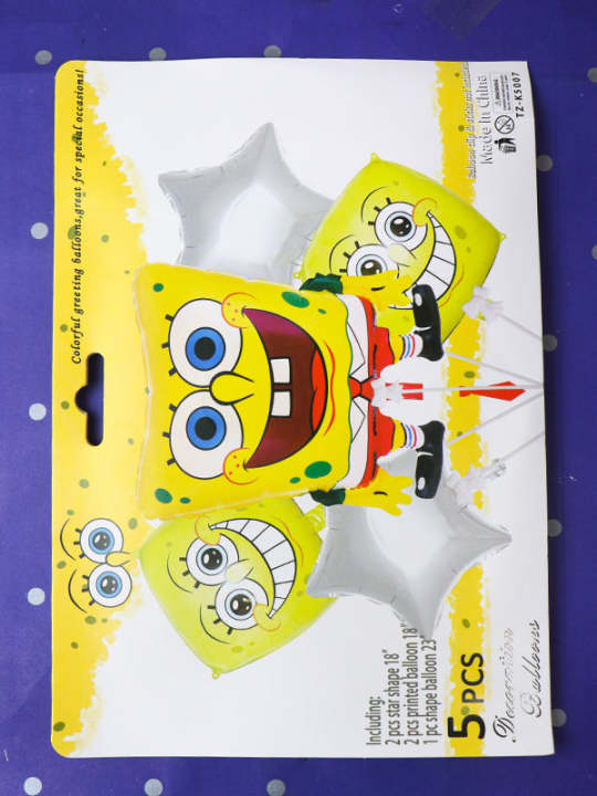 Cut Price Pack Of 5 Pcs SpongeBob Foil Balloon Set For Decoration BP28