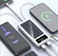 10000mAh Solar Power Bank Portable Fast Charging - Universal Solar Powered Fast Charging Powerbank with 4 Built-in Cables & LED Light - Compatible with All Smartphones & Tablets - High Capacity 10000 mAh External Battery Pack (Black & White). 