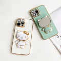 Xiaomi Redmi Note 10 Back Cover Hello Kitty Mirror Folding Bracket Luxury 6D Plating Case Soft Silicone Case - Mirror Hello Kitty Back Cover - Girls Back Cover. 