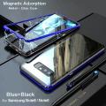 Samsung Galaxy Note8  - 360 Magnetic Adsorption Case Metal Frame Tempered Glass Back with Built-in Magnet Cover. 