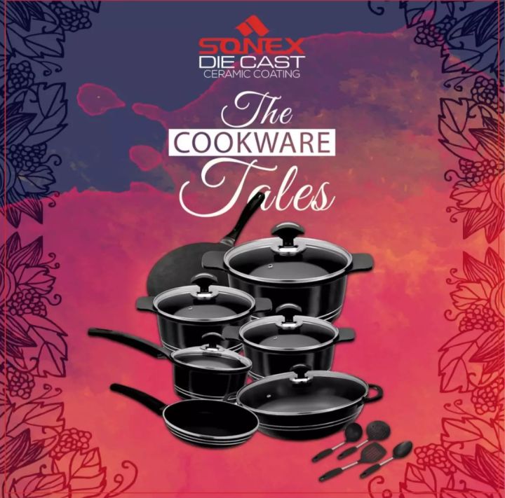 SONEX%20Deluxe%20Plus%20Gift%20Pack%20-%2018%20Pieces%20-%20Die%20Cast%20-%20PTF%20Non%20Stick%20Coating%20with%20Glass%20Lid%20-%20Black%20-%20Image%203