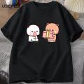 SAKURA Anime Cartoon Panda Bear Bubu and Dudu T Shirt Kawaii Graphic Printed T Shirt Fashion Crew Neck Plus Size T Shirt Women. 