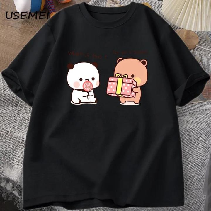 SAKURA Anime Cartoon Panda Bear Bubu and Dudu T Shirt Kawaii Graphic Printed T Shirt Fashion Crew Neck Plus Size T Shirt Women