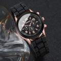 2PCs/Set Fashion Women Silicone Watch Black Pink Colors Quartz Watch Set. 