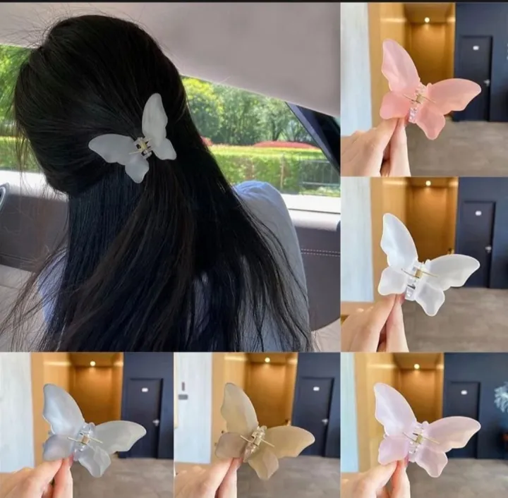 3%20pc%20trending%20Frosted%20Butterfly%20clip%20Girls%20Women%20hair%20catcher%20-%20Image%202