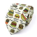 Funny CartoonPrint Burger Shark Drinker Skull Silk Touch Polyester 7.5cm Necktie Party Show Cravat Suit Men Wacky Gift Accessory Loser Lione. 