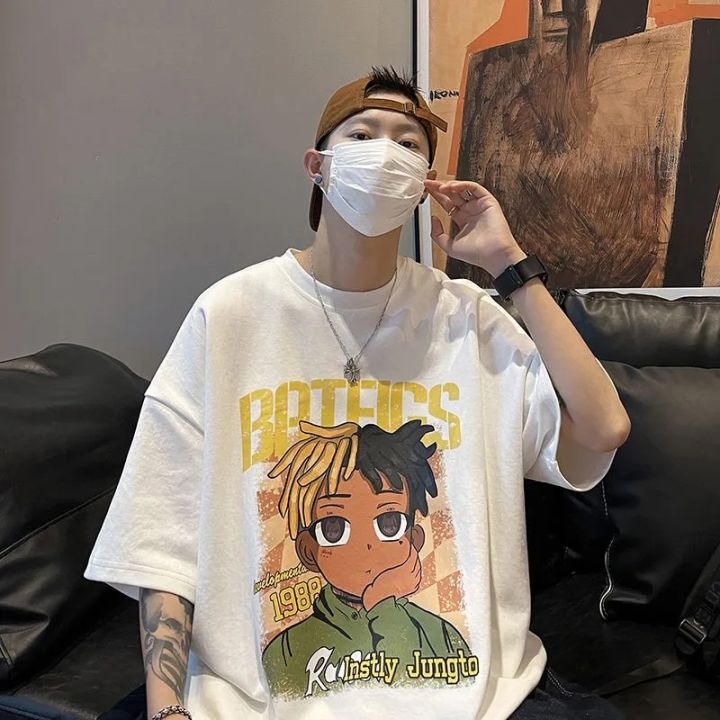 Summer Fashion Short Sleeved T-shirts Women Harajuku y2k Clothes Anime American Retro Hip Hop Loose White T Shirt Female Tops