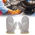 1 pair Steel Wire Dishwashing Cleaning Gloves Steel Wool Rag: Double-Sided, Oil-Proof, Quick-Drying. Perfect for tackling kitchen messes effortlessly. Durable and eco-friendly. 