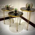 Mexico Present 1 Pcs / Set of 3 Round Coffee Table HIGH Gloss Nesting End Tables - Coffee table - Stool - Accent Tables with Metal Legs for Living Room, Home Office, Nightstands for Bedroom, Sturdy Easy Assembly - 3 Piece Nesting Table set for living Room. 
