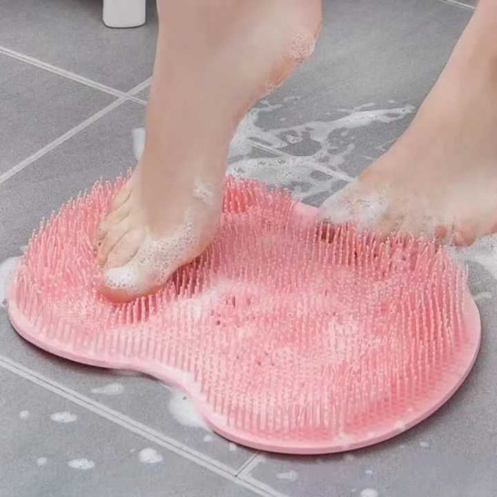 Silicone Foot Shower Massager with Non-slip Suction Cups, Bath Scrubber Cleaner Pad, Foot Massage Improve Circulation Reduce Pain Acupressure Mat for Feet, Rub Back Massage Bathing Tool