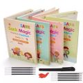 REFLECTIONZ TRADERS- SANK Montessori Reusable Magic Book 4 Magic Books + 1 Magic Pen + 10/5 Refills + 1 Grip Children's Calligraphy Copybook Magic Writing Calligraphy Handwriting Copybook Set for Copy Practice Gift | Practice book for kids. 