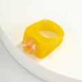 Trendy Colourful Transparent Resin Rings Clear Geometric Square Shape Acrylic Rings for women. 