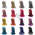 ALDHANI-Muslim kids Hijab Scarf with Flower Appliques Islamic Kids scarf Head Wrap Shawls Elastic Kid Burqa for 2-8 Years Old. 