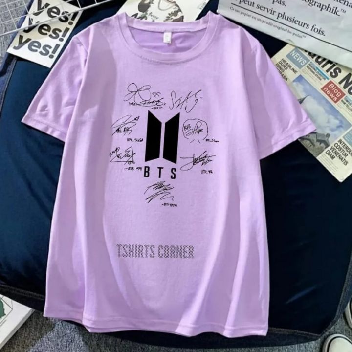 Light%20Purple%20Bts%20Signature%20Cotton%20Half%20Sleeves%20O%20Neck%20T%20Shirt%20For%20Women%20-%20Image%203