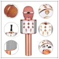 WS 858 Portable Rechargeable Wireless Bluetooth Microphone & HiFi Speaker KTV Handheld Karaoke Singing Mic For Kids & Adults Best For Birthday Gift Home Party Indoor Outdoor Entertainment Song and Naat Singing Wireless Mic. 
