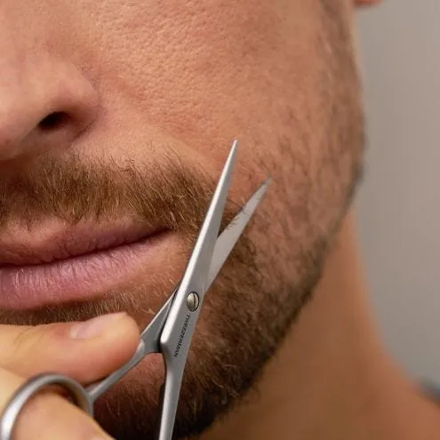 Stainless Steel Mustache & Beard Scissor For Men Beard Mustache Trimming Scissors Hair Care Grooming Tool, Professional Scissors Hair Cutting - Small Travel Facial Hair Scissor for Eyebrows, Nose, Moustache, Beard