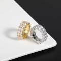 Wholesale Fashion Jewelry Gold Plated Iced Out Double Row Eternity Ring Double Row Eternity Bands Ring 2 Row Eternity Band Ring. 