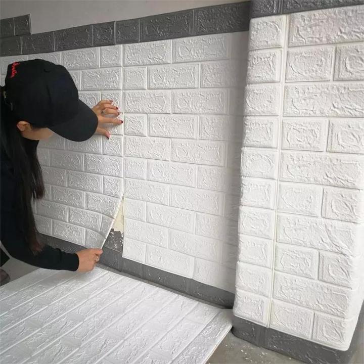 FRAKIN 3D Brick Wallpaper - Self Adhesive PE Foam Brick Design,3D Wall Stickers/DIY Wallpaper for Home Hotel Living Room Bedroom & Cafe (70 x 77cm, Appx. 5.8Sq Feet)
