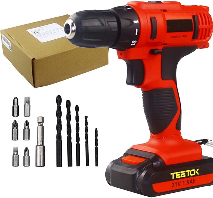 Cordless Drill Driver 21V Combi Drill Set Built in LED Work Light Electric Screwdriver with 1500mAh Batterie and Charger Suitable for Home DIY Concrete Ceramics 12pcs Accessories Screwdriver Daraz.pk